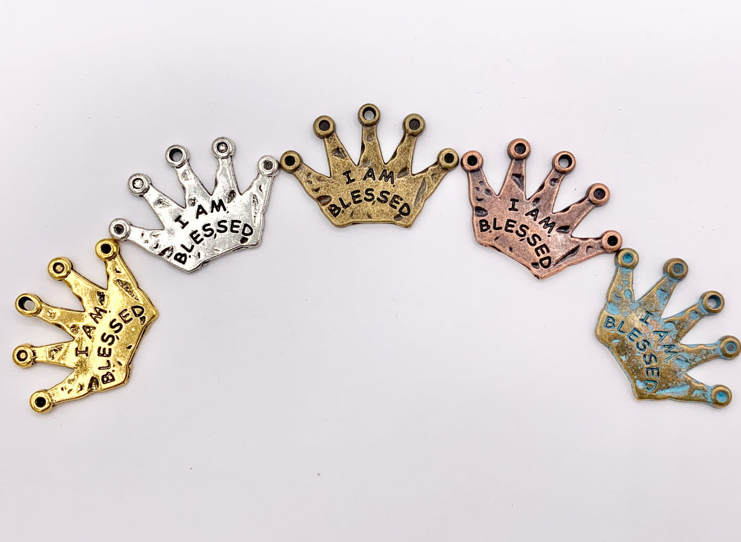 31x21mm Pewter Crown Pendants Cute Large Tiara Charms Bulk Order in Gold, Silver, Brass, Copper and Patina