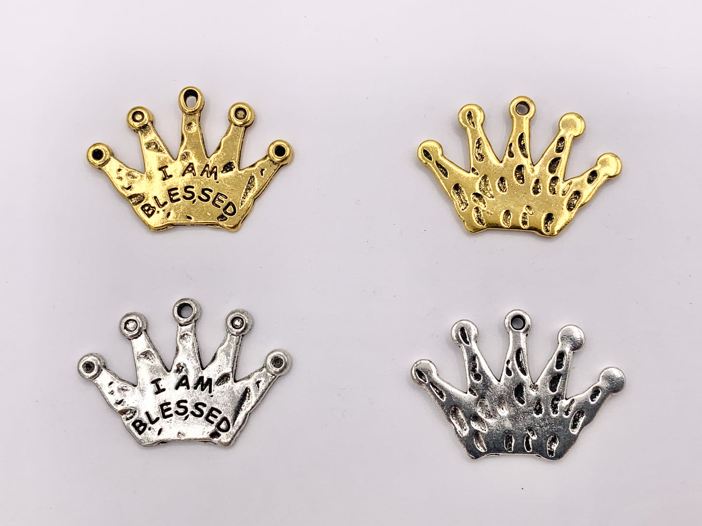 31x21mm Pewter Crown Pendants Cute Large Tiara Charms Bulk Order in Gold, Silver, Brass, Copper and Patina