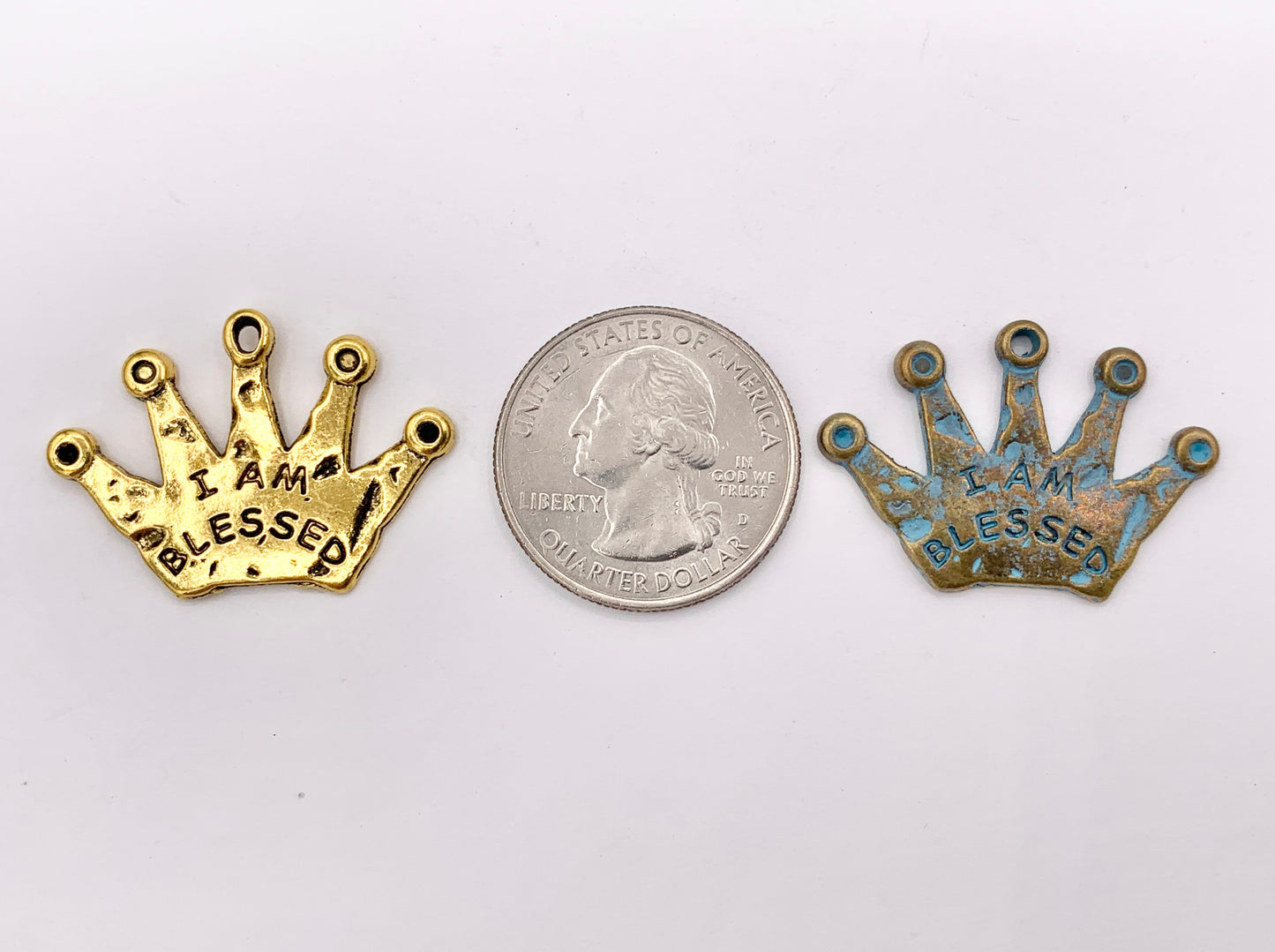 31x21mm Pewter Crown Pendants Cute Large Tiara Charms Bulk Order in Gold, Silver, Brass, Copper and Patina