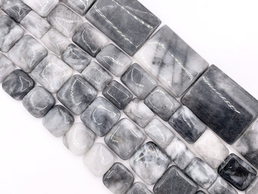 Eagle's Eye Square & Rectangle Smooth Natural Gray Stone Beads 15"- 16" Price 1 Strand
