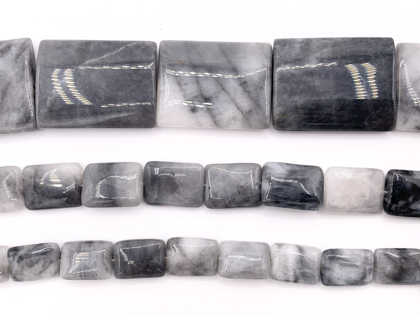 Eagle's Eye Square & Rectangle Smooth Natural Gray Stone Beads 15"- 16" Price 1 Strand