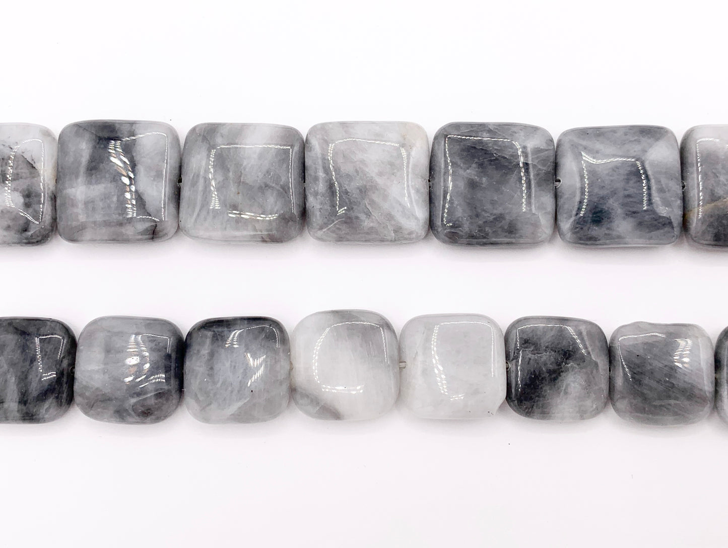 Eagle's Eye Square & Rectangle Smooth Natural Gray Stone Beads 15"- 16" Price 1 Strand