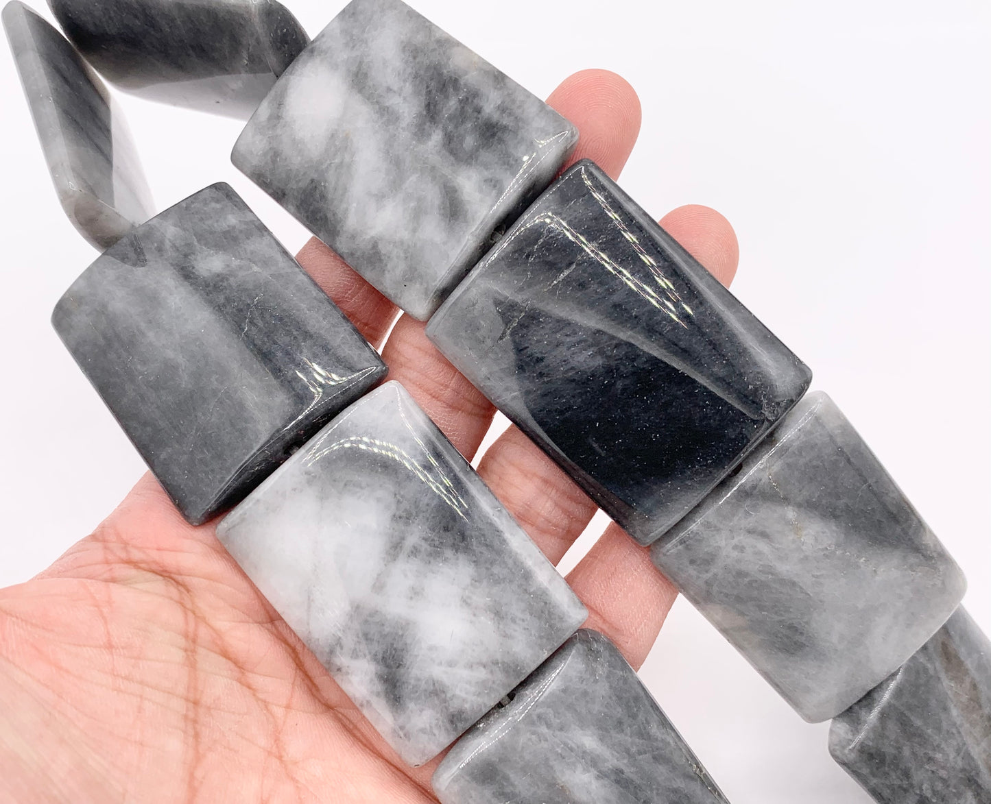 Eagle's Eye Square & Rectangle Smooth Natural Gray Stone Beads 15"- 16" Price 1 Strand