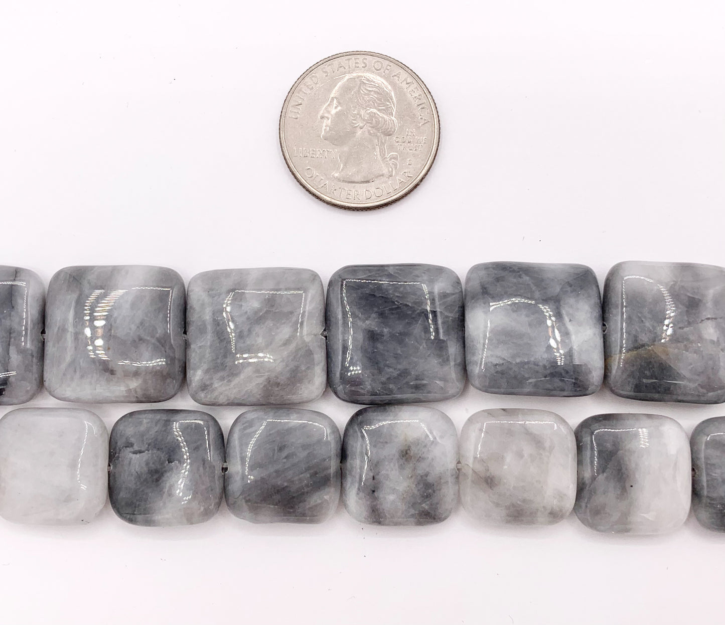 Eagle's Eye Square & Rectangle Smooth Natural Gray Stone Beads 15"- 16" Price 1 Strand