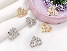 Cargar imagen en el visor de la galería, Cute Luxury CZ Heart Charms Real 18K Gold/Platinum Plated Micro CZ Pave Rhinestone Heart Pendant Over Brass 6 PCS
