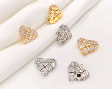 Cargar imagen en el visor de la galería, Cute Luxury CZ Heart Charms Real 18K Gold/Platinum Plated Micro CZ Pave Rhinestone Heart Pendant Over Brass 6 PCS
