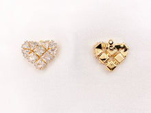 Cargar imagen en el visor de la galería, Cute Luxury CZ Heart Charms Real 18K Gold/Platinum Plated Micro CZ Pave Rhinestone Heart Pendant Over Brass 6 PCS
