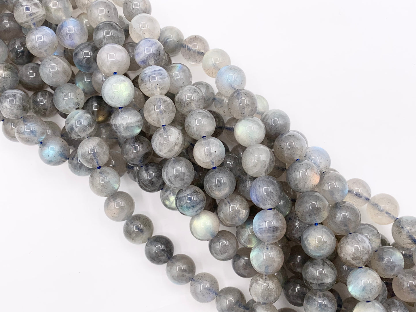 Grade AAA Labradorite Beautiful Blue Flash Round Smooth Natural Light Gray Gemstone Beads 4mm, 5mm, 6mm, 7mm, 8mm, 9mm, 11mm Around 14"-15"