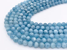 Load image into Gallery viewer, Grade AAA Natural Aquamarine Stone Beads Beautiful Blue Round Smooth Gemstone Beads 6mm 8mm 10mm Around 14-15"
