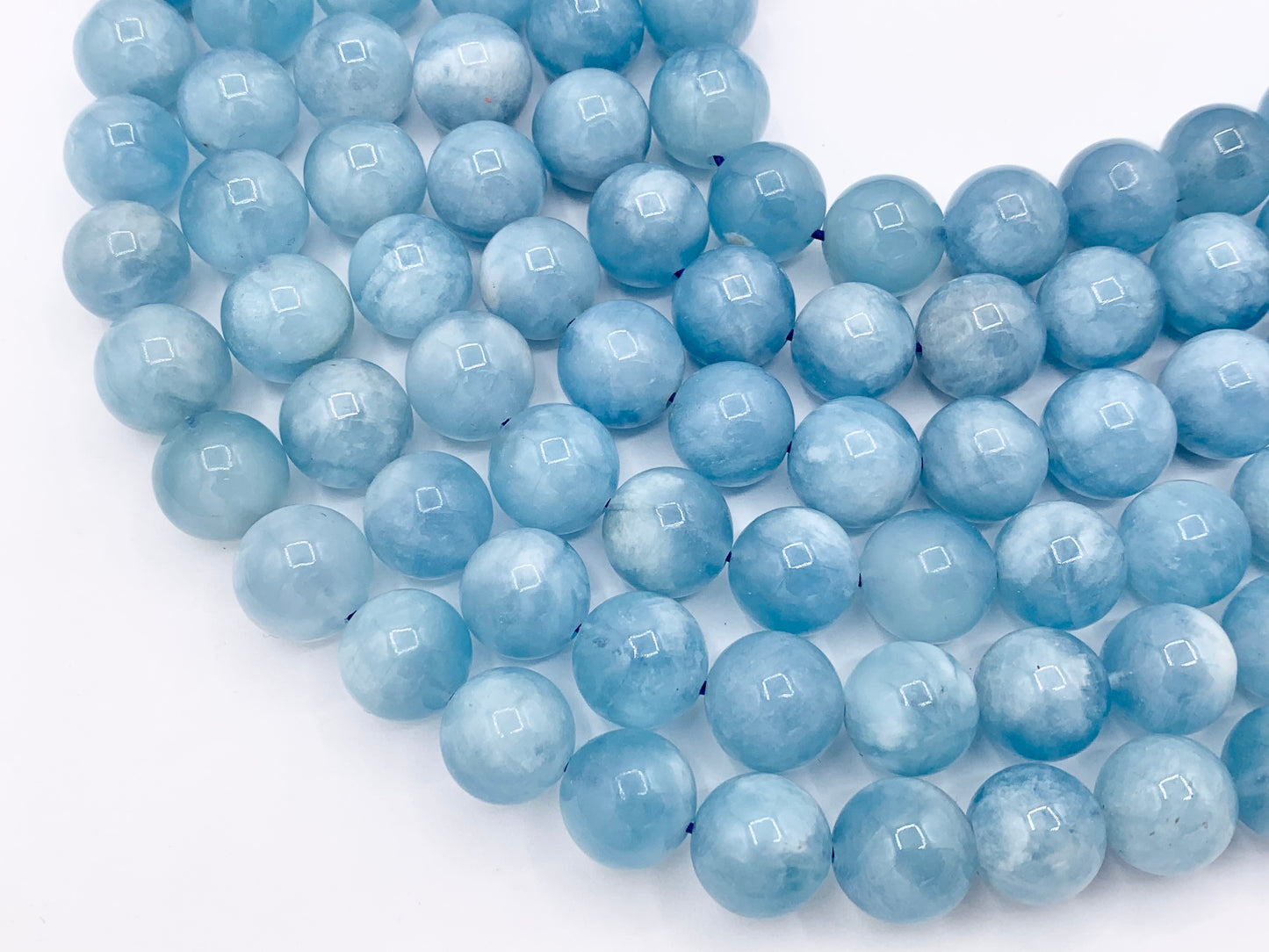 Grade AAA Natural Aquamarine Stone Beads Beautiful Blue Round Smooth Gemstone Beads 6mm 8mm 10mm Around 14-15"