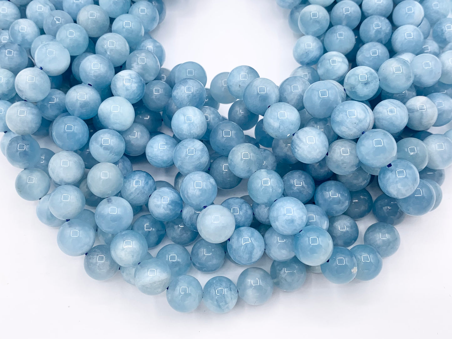 Grade AAA Natural Aquamarine Stone Beads Beautiful Blue Round Smooth Gemstone Beads 6mm 8mm 10mm Around 14-15"