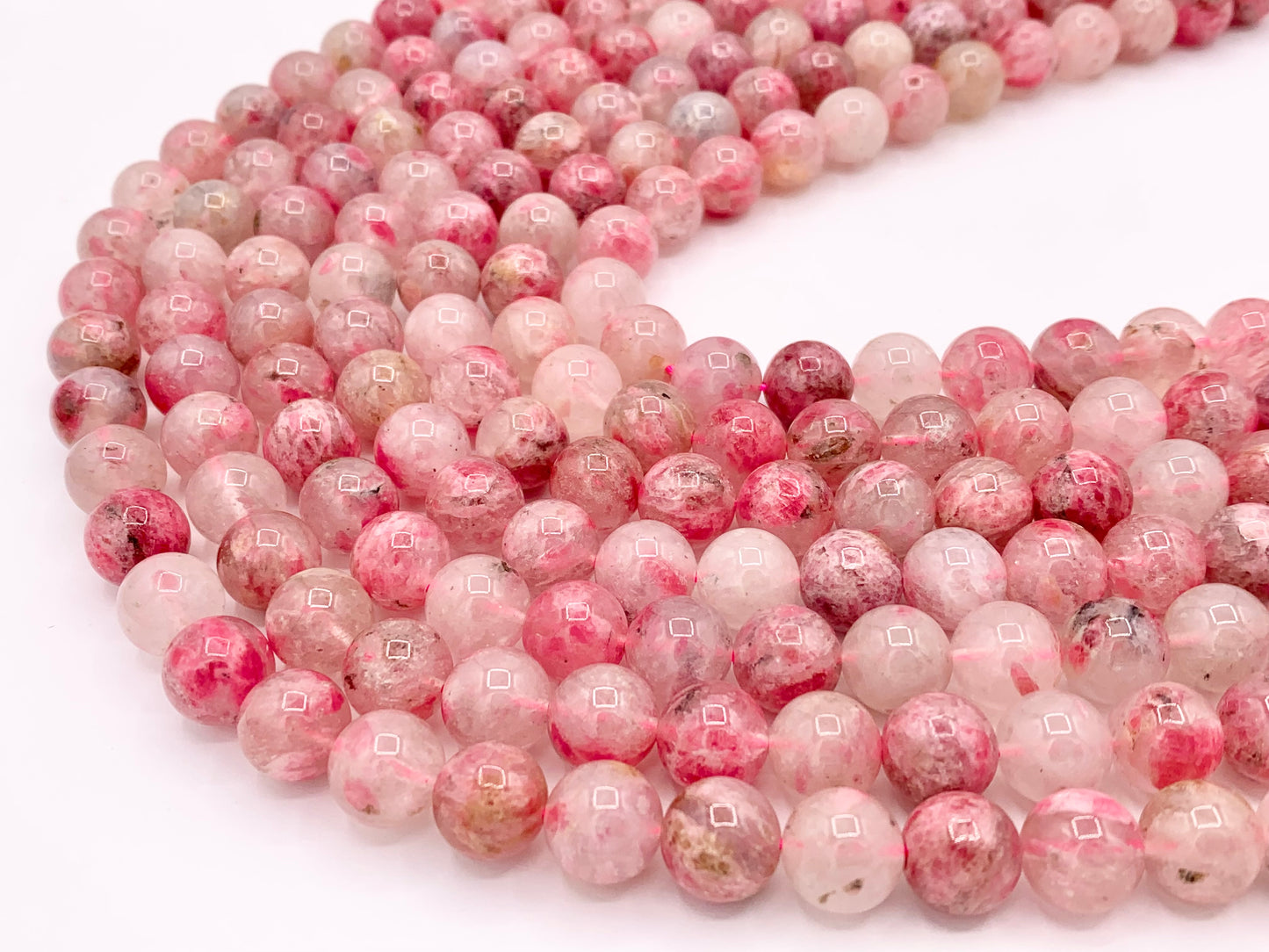 Beautiful Sakura Mist Rhodonite Quartz Round Smooth Shiny Natural Soft Pink Gemstone Beads 6mm 8mm 10mm For Jewelry Making 14-15"