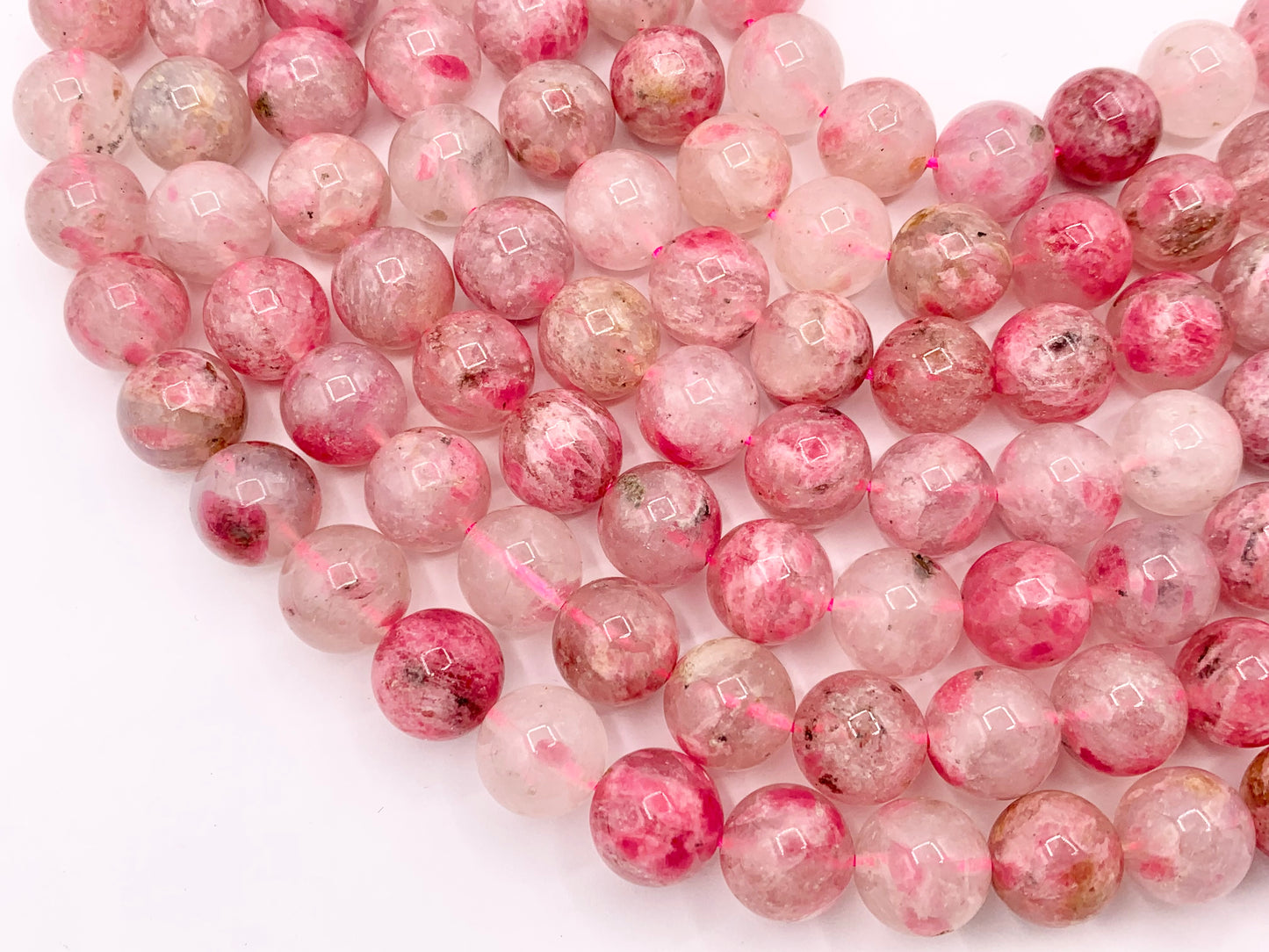 Beautiful Sakura Mist Rhodonite Quartz Round Smooth Shiny Natural Soft Pink Gemstone Beads 6mm 8mm 10mm For Jewelry Making 14-15"