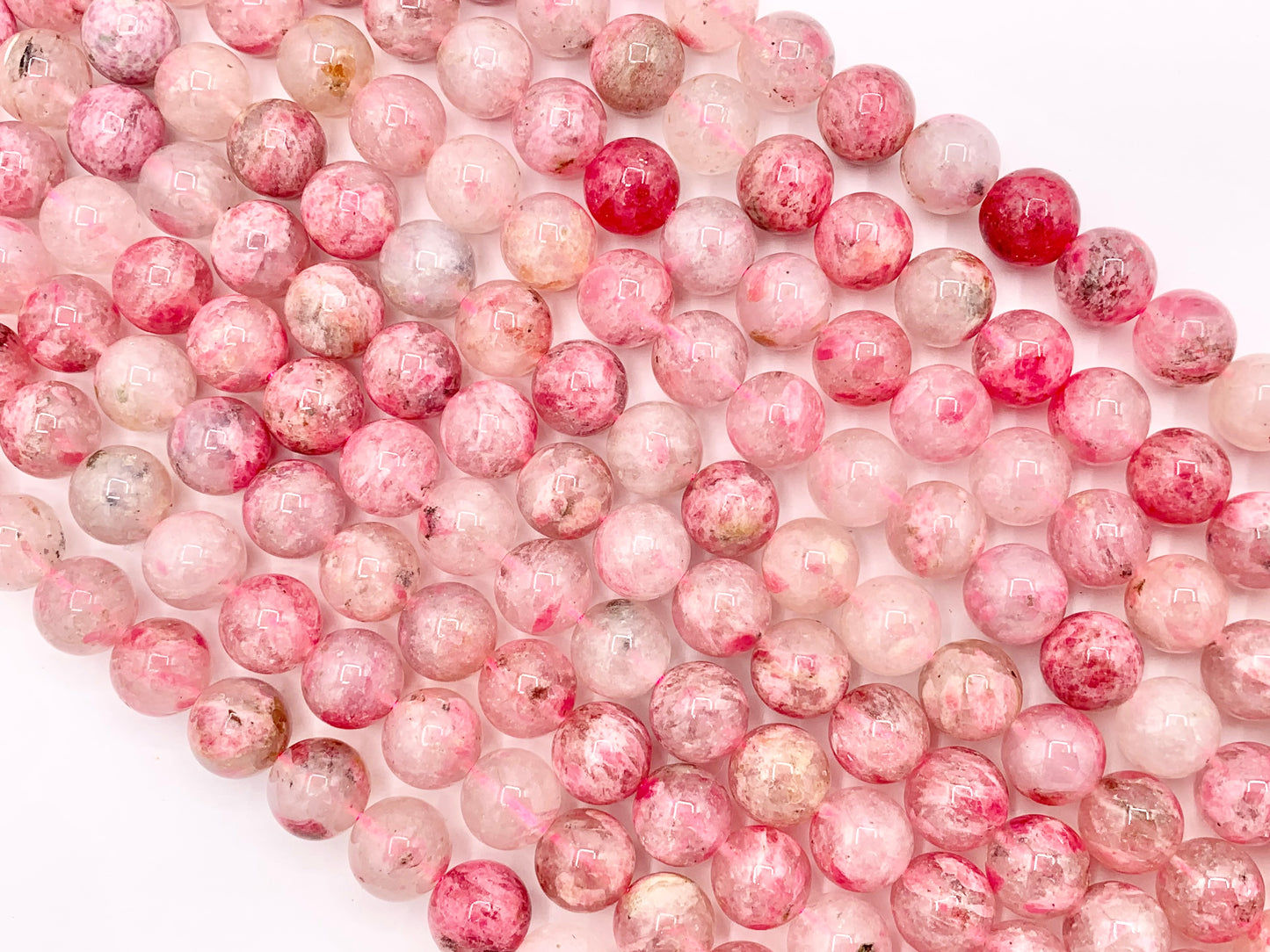 Beautiful Sakura Mist Rhodonite Quartz Round Smooth Shiny Natural Soft Pink Gemstone Beads 6mm 8mm 10mm For Jewelry Making 14-15"