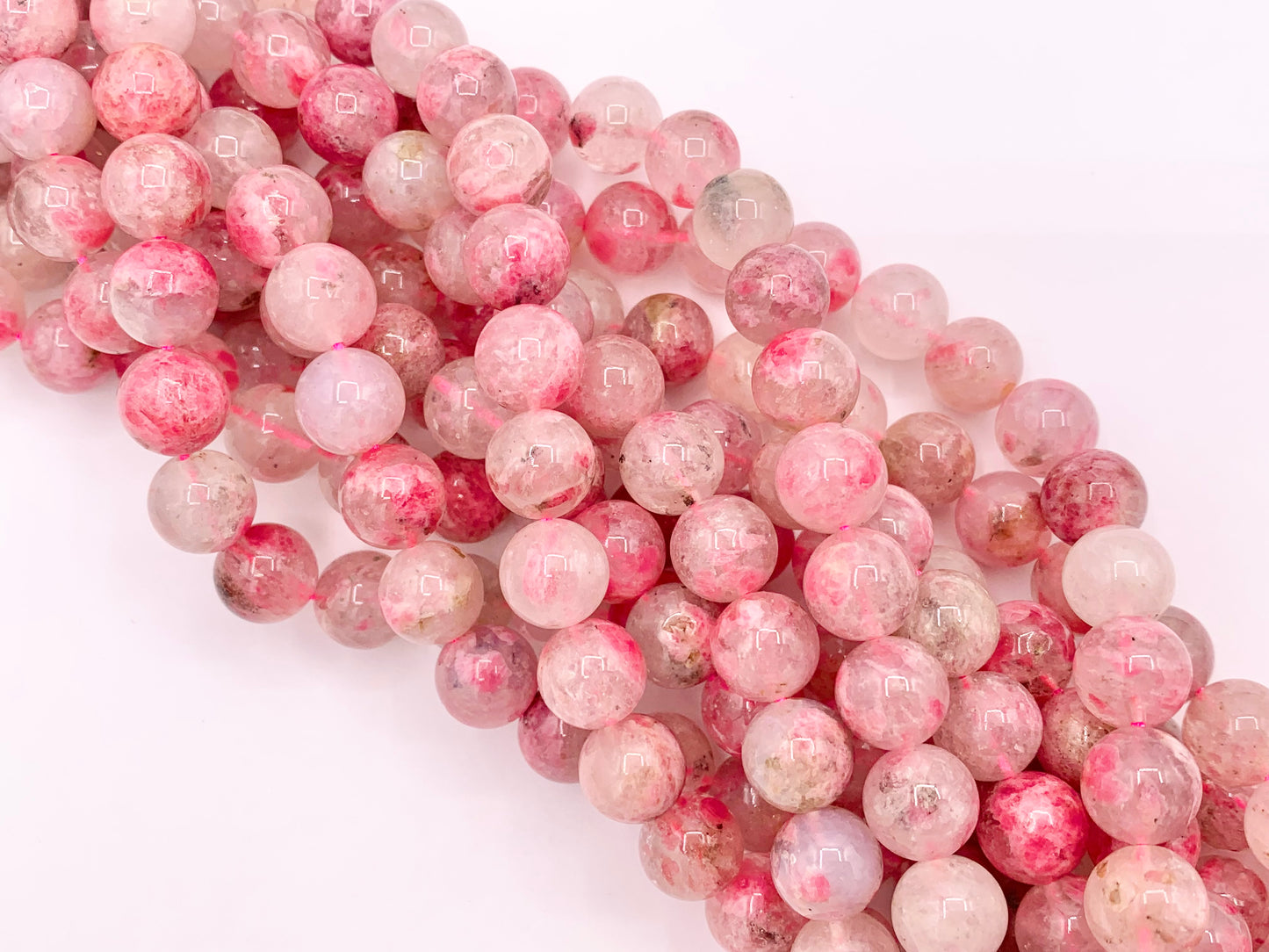 Beautiful Sakura Mist Rhodonite Quartz Round Smooth Shiny Natural Soft Pink Gemstone Beads 6mm 8mm 10mm For Jewelry Making 14-15"