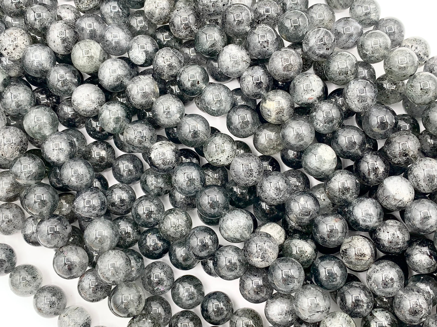 Natural Black Muscovite Round Smooth Shiny Natural Dark Gray Gemstone Beads 15"