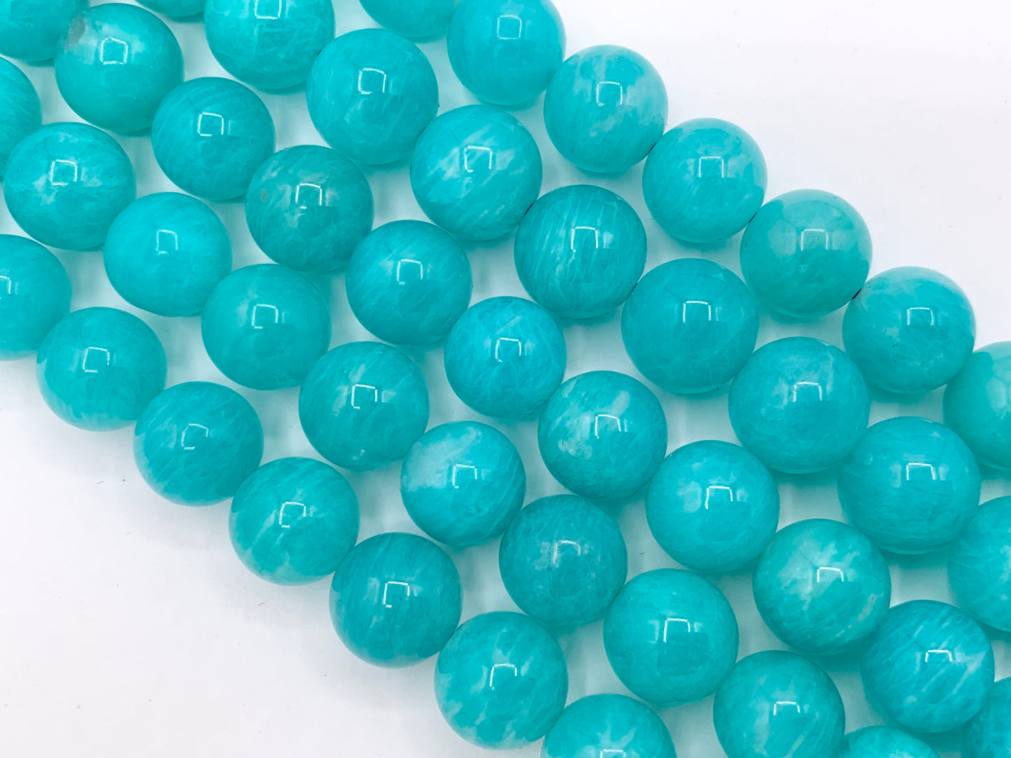 Top Quality Peruvian Amazonite Round Smooth Shiny Natural Teal Color Gemstone Beads 10mm 12mm Around 14-15"