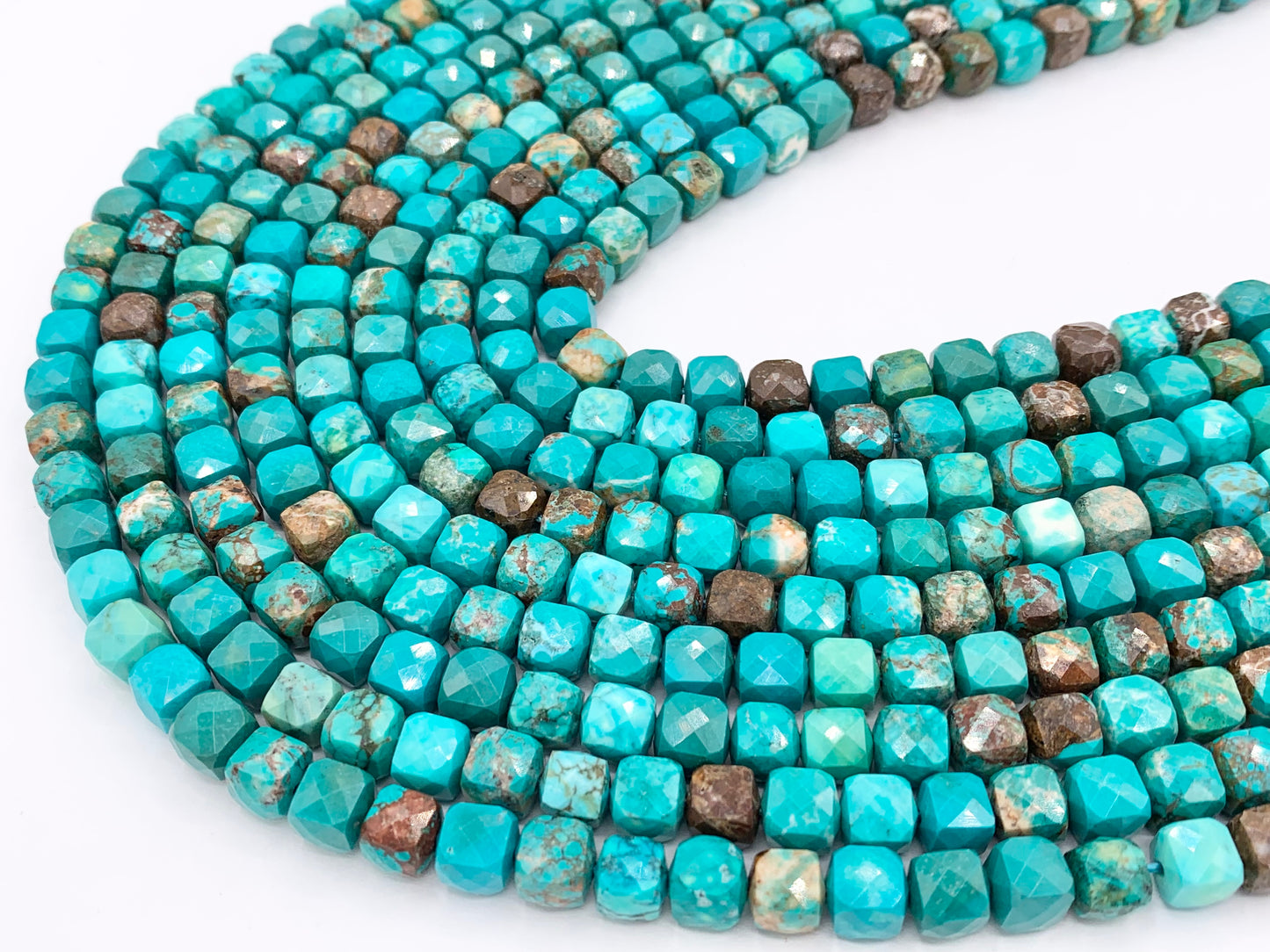 Natural Magnesite High Quality Hand Cut Faceted Cube Beads Natural Turquoise Color Stone 4mm, 5mm, 6-7mm, 8-9mm