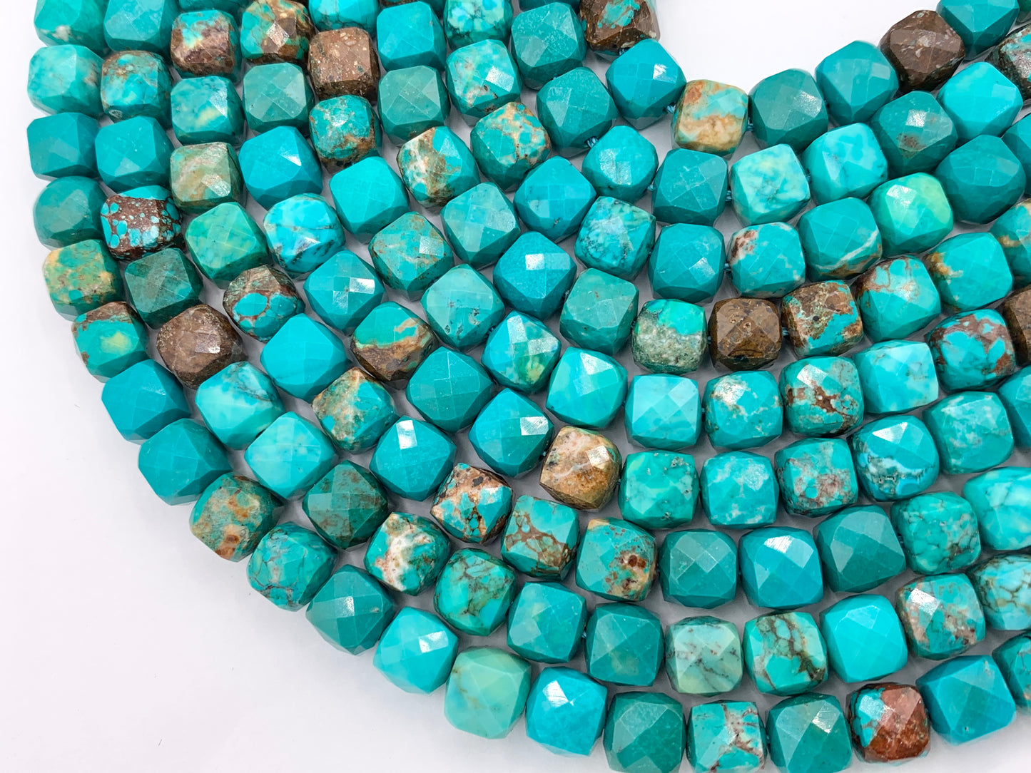 Natural Magnesite High Quality Hand Cut Faceted Cube Beads Natural Turquoise Color Stone 4mm, 5mm, 6-7mm, 8-9mm