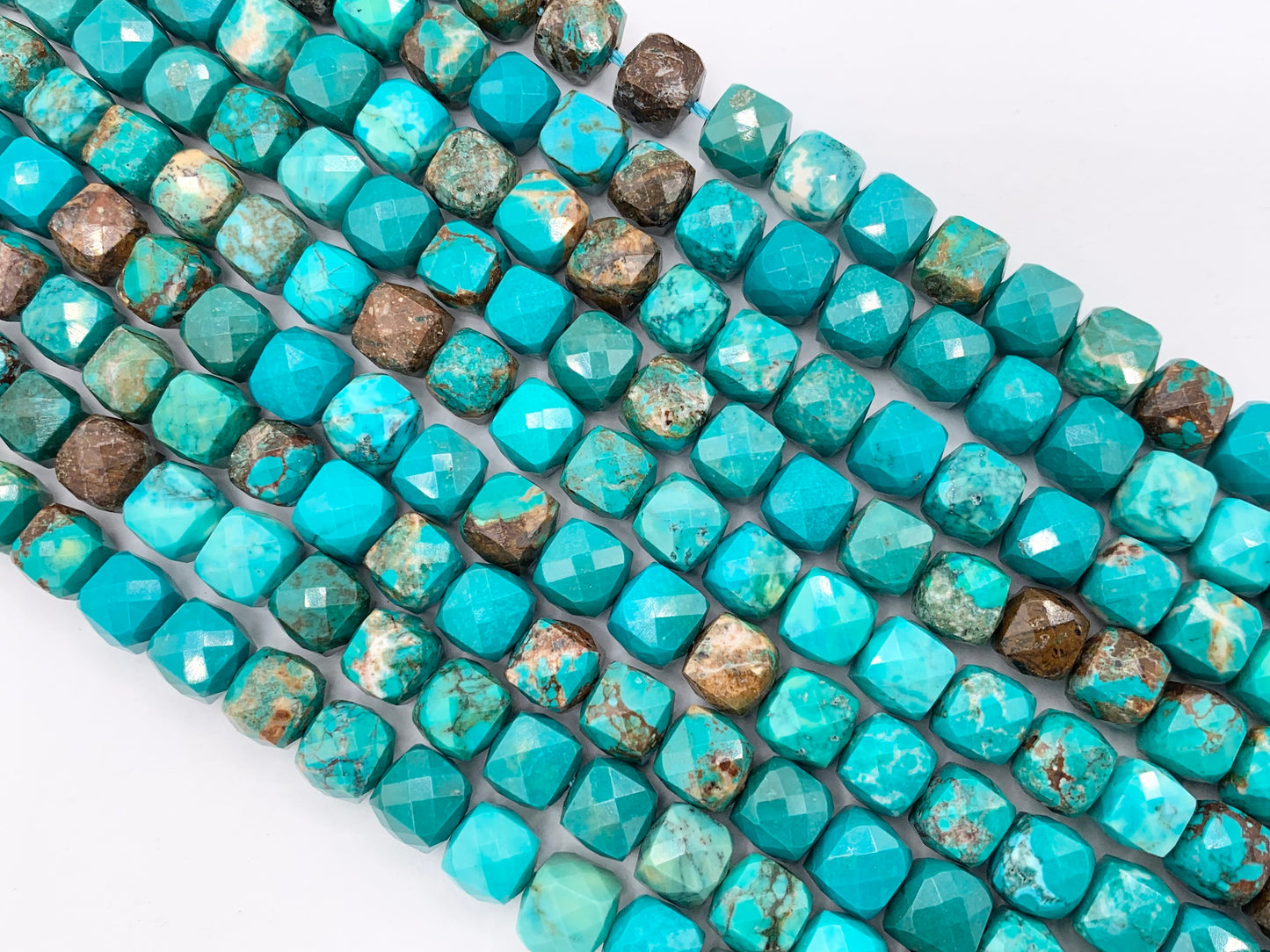 Natural Magnesite High Quality Hand Cut Faceted Cube Beads Natural Turquoise Color Stone 4mm, 5mm, 6-7mm, 8-9mm