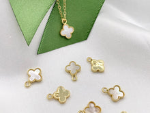 Load image into Gallery viewer, Tiny White Lip Shell Clover Charms | 18K Gold Plated Over Brass 10 PCS
