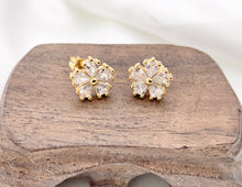 Load image into Gallery viewer, Beautiful Rhinestone Flower CZ Pave Daisy Earring Studs in Gold 18K Plating over Copper 5 PAIRS
