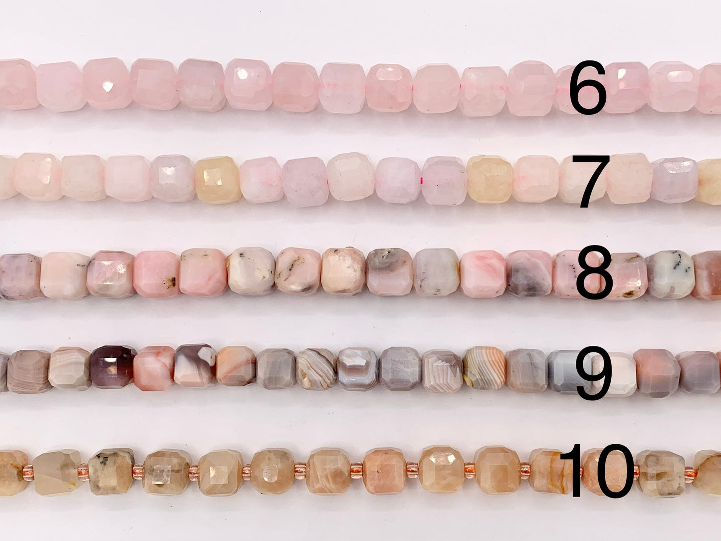Assorted High Quality Stone Hand Cut Faceted Cube Beads 17 Different Natural Stone Beads 7-8mm 15" Strand