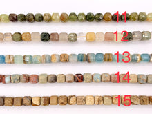Cargar imagen en el visor de la galería, Assorted High Quality Stone Hand Cut Faceted Cube Beads 17 Different Natural Stone Beads 7-8mm 15&quot; Strand
