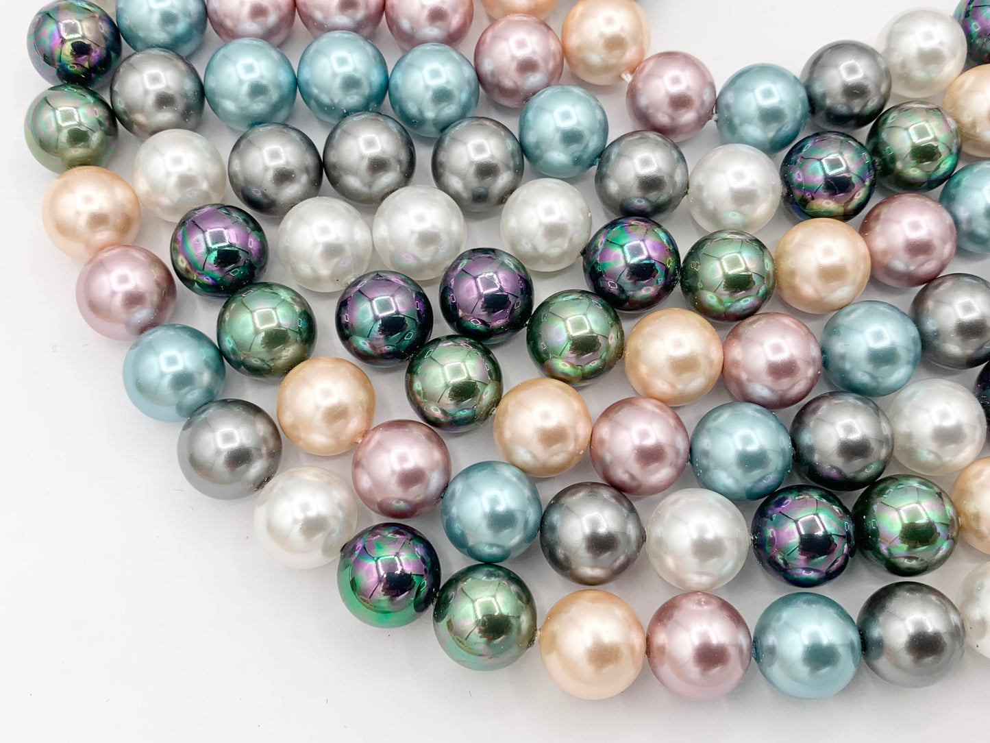 Multicolor Crystal Pearl Smooth Round Beads 6mm 8mm 10mm Around 15-16" (1 Strand)
