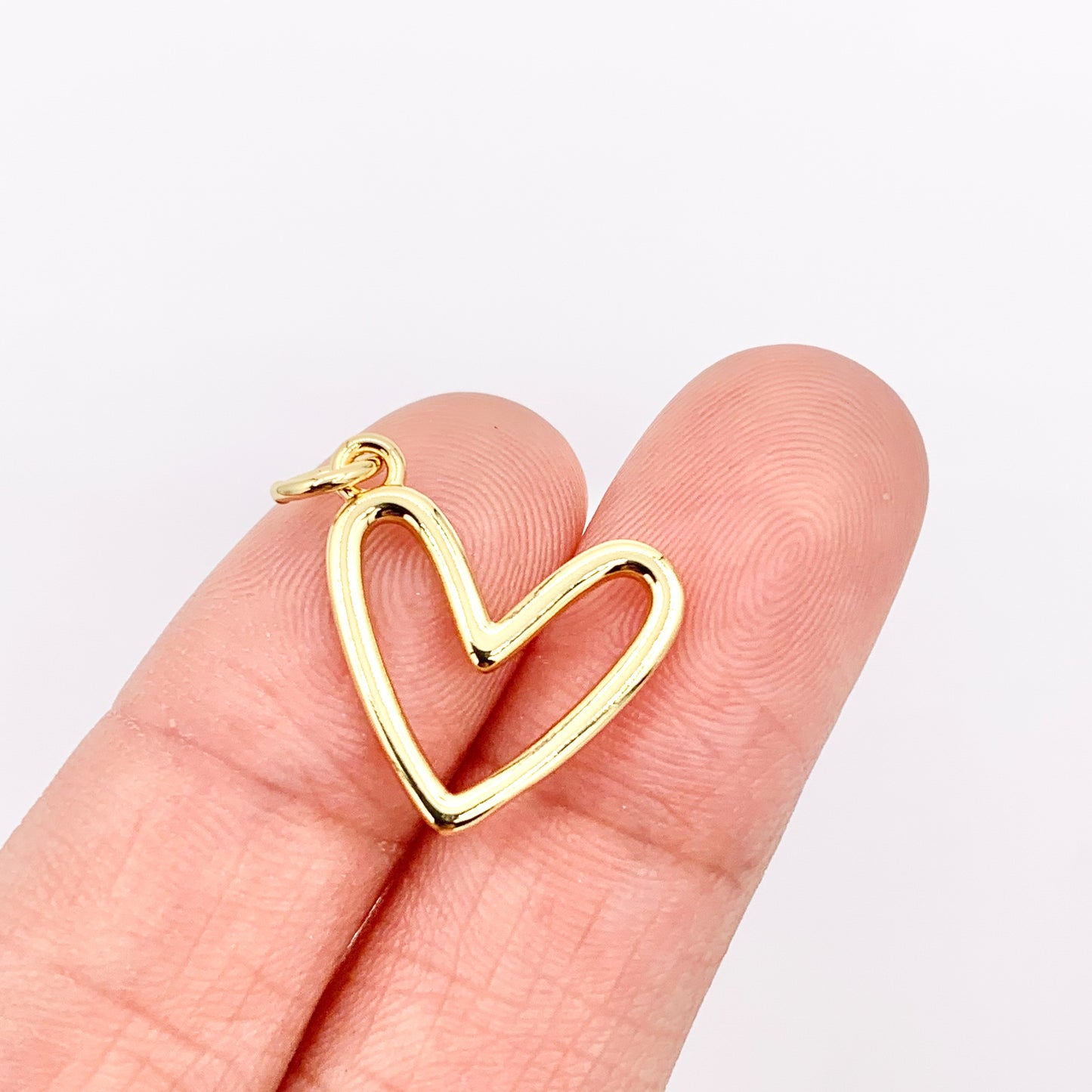 Hollow Heart Charm Center Cut Out Pendants in CZ Pave 18K Gold Plated Copper 10 PCS