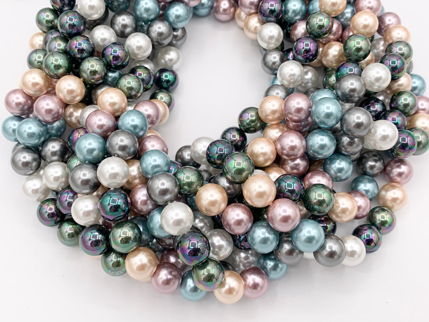 Multicolor Crystal Pearl Smooth Round Beads 6mm 8mm 10mm Around 15-16" (1 Strand)