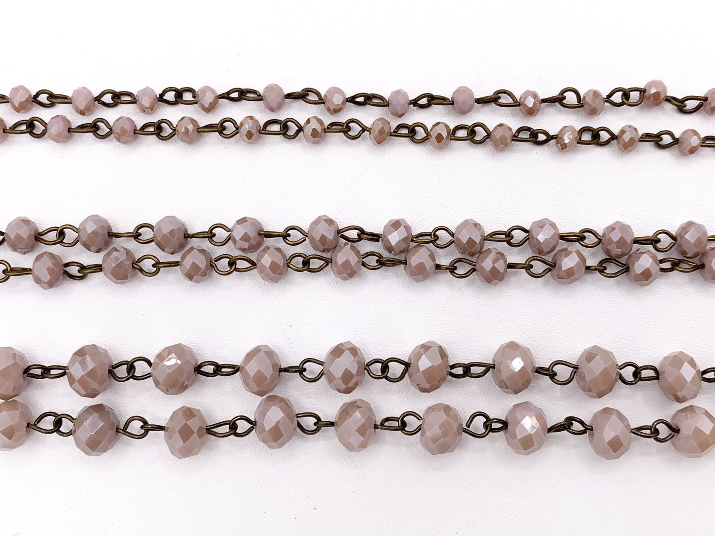 Dusty Mauve Crystal Rondelle Faceted Light Purple Rosary Beaded Chain With Brass Wire By Spool 4mm 6mm 8mm