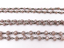 Cargar imagen en el visor de la galería, Dusty Mauve Crystal Rondelle Faceted Light Purple Rosary Beaded Chain With Brass Wire By Spool 4mm 6mm 8mm
