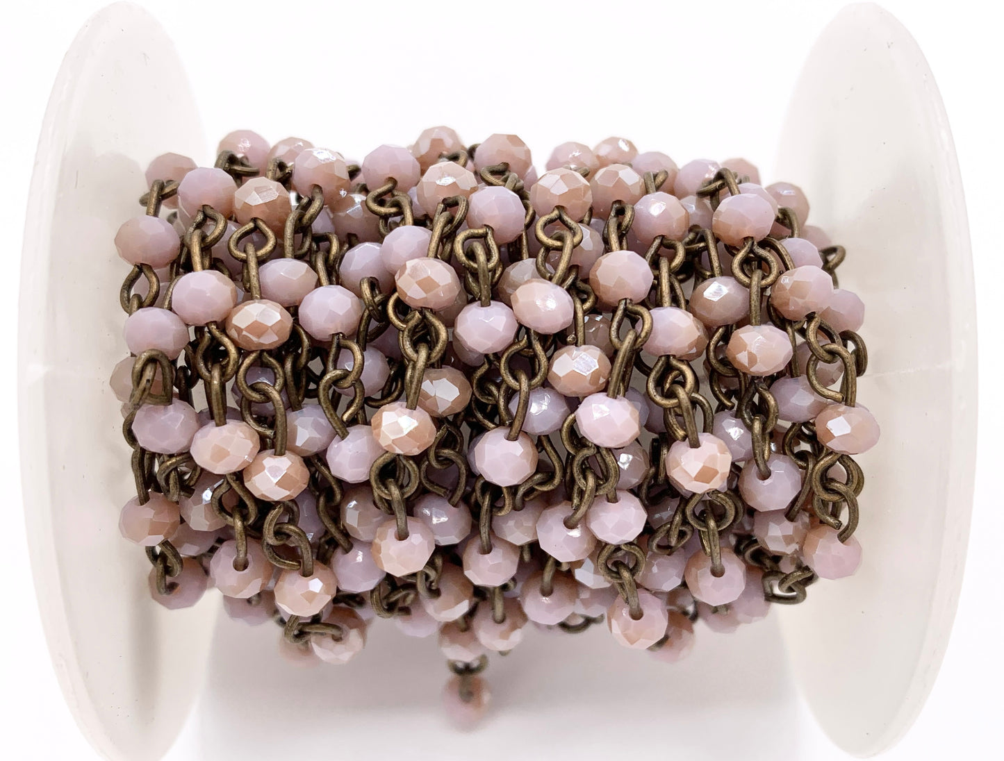 Dusty Mauve Crystal Rondelle Faceted Light Purple Rosary Beaded Chain With Brass Wire By Spool 4mm 6mm 8mm