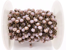 Load image into Gallery viewer, Dusty Mauve Crystal Rondelle Faceted Light Purple Rosary Beaded Chain With Brass Wire By Spool 4mm 6mm 8mm
