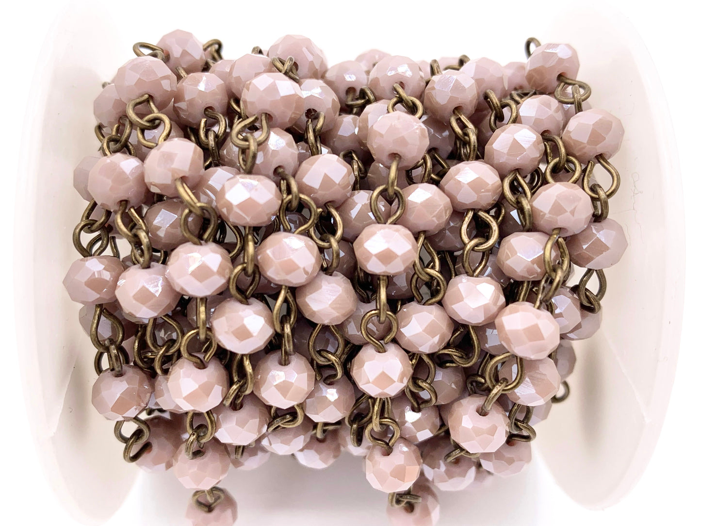 Dusty Mauve Crystal Rondelle Faceted Light Purple Rosary Beaded Chain With Brass Wire By Spool 4mm 6mm 8mm