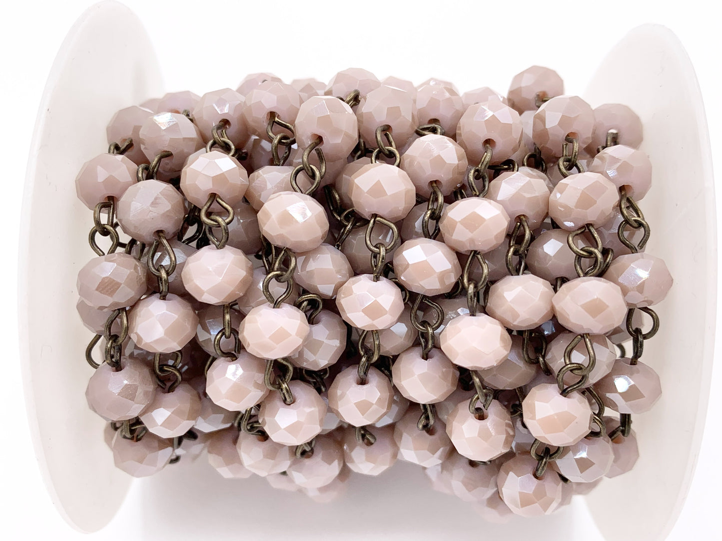 Dusty Mauve Crystal Rondelle Faceted Light Purple Rosary Beaded Chain With Brass Wire By Spool 4mm 6mm 8mm