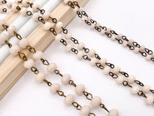 Load image into Gallery viewer, Cream/Blush Crystal Rondelle Faceted Rosary Beaded Chain With Brass Wire By Spool 4mm 6mm 8mm
