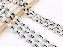 Load image into Gallery viewer, White AB Crystal Rondelle Faceted Rosary Beaded Chain With Brass Wire By Spool 6mm 8mm
