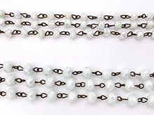 Load image into Gallery viewer, White AB Crystal Rondelle Faceted Rosary Beaded Chain With Brass Wire By Spool 6mm 8mm
