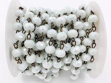 Load image into Gallery viewer, White AB Crystal Rondelle Faceted Rosary Beaded Chain With Brass Wire By Spool 6mm 8mm
