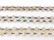 Cargar imagen en el visor de la galería, Cream Half Coated Crystal Rondelle Faceted Rosary Beaded Chain With Brass Wire By Spool 6mm 8mm 10mm
