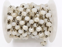 Cargar imagen en el visor de la galería, Cream Half Coated Crystal Rondelle Faceted Rosary Beaded Chain With Brass Wire By Spool 6mm 8mm 10mm
