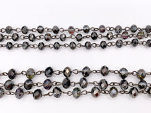 Cargar imagen en el visor de la galería, Black + Purple Half Coated Crystal Rondelle Faceted Rosary Beaded Chain With Gunmetal Wire By Spool 6mm 8mm
