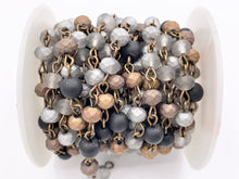 Load image into Gallery viewer, Matte Multi Metallic Color Crystal Rondelle Faceted Rosary Beaded Chain With Brass Wire By Spool 4mm 6mm 8mm
