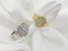 Cargar imagen en el visor de la galería, Real Gold/Platinum 18K Plated Copper CZ Pave Thick Band Ring 4PCS
