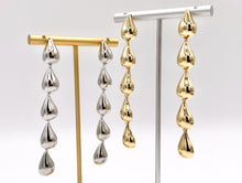 Load image into Gallery viewer, Lightweight Long Dangle Drop Puffy Earrings in 18K Gold or Silver Plated Copper 2 PAIRS
