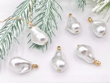 Load image into Gallery viewer, Beautiful Baroque Shape Shell Pearl Pendants with Real Gold 18K Plated CZ Pave Over Copper Loop 6 PCS
