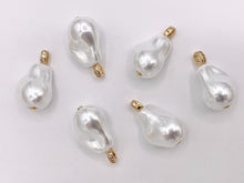 Load image into Gallery viewer, Beautiful Baroque Shape Shell Pearl Pendants with Real Gold 18K Plated CZ Pave Over Copper Loop 6 PCS
