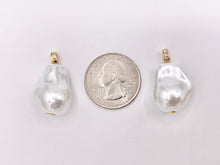 Load image into Gallery viewer, Beautiful Baroque Shape Shell Pearl Pendants with Real Gold 18K Plated CZ Pave Over Copper Loop 6 PCS
